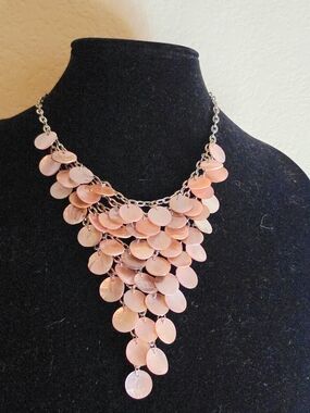 Cleopatra Iridescent Shell Bib Chain Necklace Cascade Waterfall Mermaid Fairy
